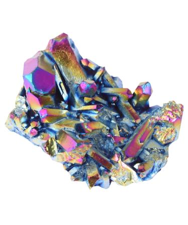 Beaupretty 1pc Crystal Cluster Adornment Titanium Coated Rock Titanium Coated Amethyst Desk Top Decor Natural Gemstone Specimen Bismuth Crystals Natural Cluster Aura Household Spirit Stone