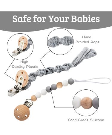 CJiangpo 5Pcs Babies Pacifier Clips - Metal Teething Toy & Cotton Rope Clip for Baby Shower Gift - White - Buy Online on GoSupps.com