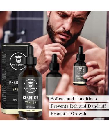 Striking Viking Beard Oil and Balm - Leave-In Conditioner for Beards and Mustaches - All-Natural Argan and Jojoba Oils - Vanilla Scent - 0.50 Fl Oz - Buy Online on GoSupps.com