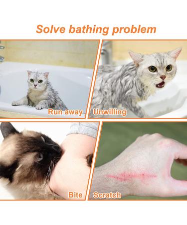 Catcan Breathable Mesh Cat Bathing Bag - Anti-Scratch & Adjustable Grooming Bag for Nail Trimming - Blue-Orange - Buy Online on GoSupps.com