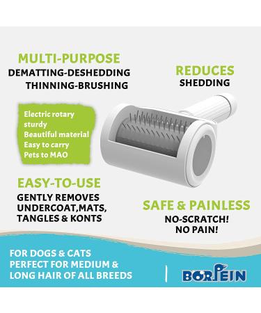 Borpein Electric Pet Brush for Long & Curly Hair - Automatic Dog & Cat Grooming Tool - Buy Online on GoSupps.com