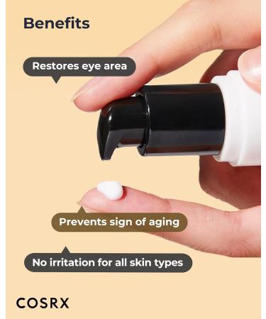 COSRX Advanced Snail Peptide Eye Cream with 73.7% Snail Mucin + 2% Niacinamide 0.85 fl.oz / 25ml | Brightening Night Cream for Fine Lines & Dark Circles Korean Skin Care Not Tested on Animals - Buy Online on GoSupps.com