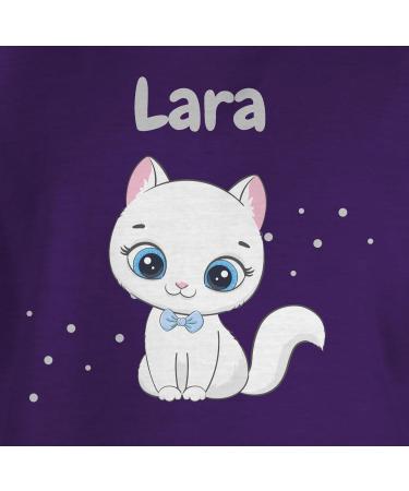 Personalized Cat T-Shirt for Girls - Cute Custom Gift by Shirtracer - Purple Cat Motif 11 - Buy Online on GoSupps.com