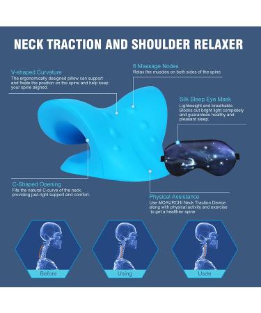 Neck and Shoulder Relaxer - Cervical Traction Device Pillow for Pain Relief - Blue - Buy Online on GoSupps.com