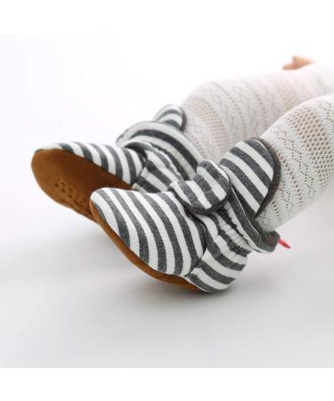 LACOFIA Baby Anti-Slip Soft Sole Slipper Booties 0-6 Months - Dark Gray Stripes - Buy Online on GoSupps.com