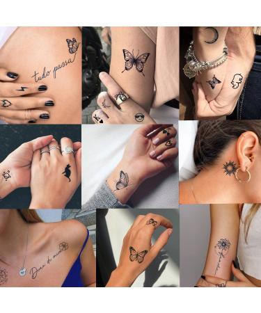 Iconic Black Butterfly Finger Tattoo Sticker for Women - Tazimi Realistic Semi-Permanent Temporary Tattoos - Buy Online on GoSupps.com