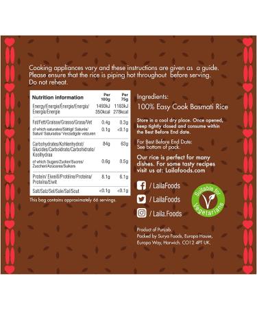Laila Golden Sella Basmati Rice 5kg - Long Grain - Naturally Aged - Pack of 1 - Buy Online on GoSupps.com