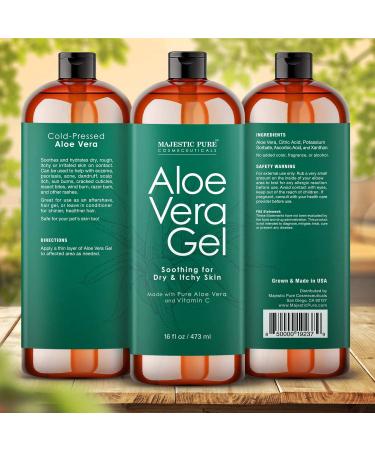 Pure Cold Pressed Aloe Vera Gel by Majestic Pure - 16 fl oz - Buy Online on GoSupps.com