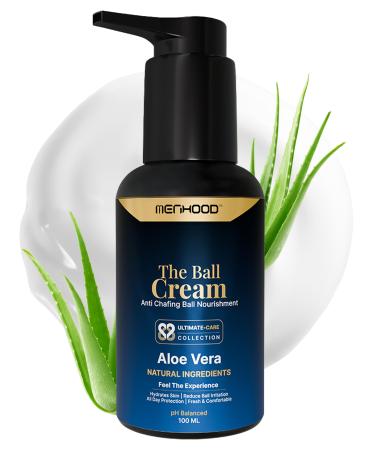 Ball Cream for Men - Menhood The Ball Cream Ball Deodorant & Moisturizer - Anti Chafing Cream for Men with Aloe Vera Extract - Groin Antiperspirant & Deodorant - No Burns & Irritation - 100ml