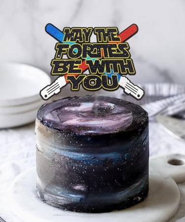 Festus Lightsaber 40th Birthday Cake Topper May the Forties Be with You Cake Decor Force 40th Forty Birthday Anniversary Supplies Galaxy War Theme Birthday Cake Topper for Space Wars Movie Fans - Buy Online on GoSupps.com