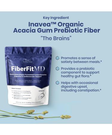 1MD Nutrition FiberFitMD - for Potent Digestive & Cardiovascular Support - Health Supplement for Women & Men - High Fiber Powder - 30 Days - Buy Online on GoSupps.com