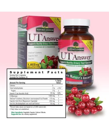Natures Answer UT Answer D Mannose Cranberry, 90 Capsule Count 2 pack | Promotes Urinary Tract Support | Healthy Bladder Function | Natural Detoxifier - Buy Online on GoSupps.com