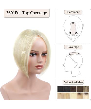 10 Inch Blonde Human Hair Topper for Women - Clip in Wig Topper for Thinning Hair - 613# Lightest Blonde - Women's Hair Loss Solution - Buy Online on GoSupps.com