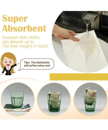 Swedish Dish Cloth 10 Pcs - Reusable Paper Towels Dish Towels for Washing & Drying Dishes Double Sided Texture Strong Water Absorbency Leaves No Water Stains Home Cleaning Glass Wipes Pot Holders - Buy Online on GoSupps.com