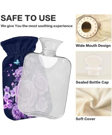 Buy Naanle Purple Rose Hot Water Bottle | 1L Transparent Hand & Foot Heating Bag for Pain Relief & Heat Therapy - International Shipping Available - Buy Online on GoSupps.com