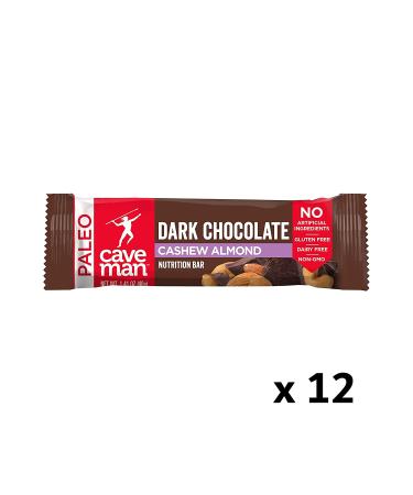 Caveman Foods Dark Chocolate Cashew Almond Nutrition Bars - 12 Pack (1.41 oz each) - Buy Online on GoSupps.com