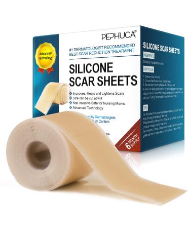 Advanced Silicone Scar Sheets - Medical Grade Strips Gel Tape for Scar Removal Reusable and Effective Removal New and Old Scars(120inch x 1.6inch Roll) Skin Color
