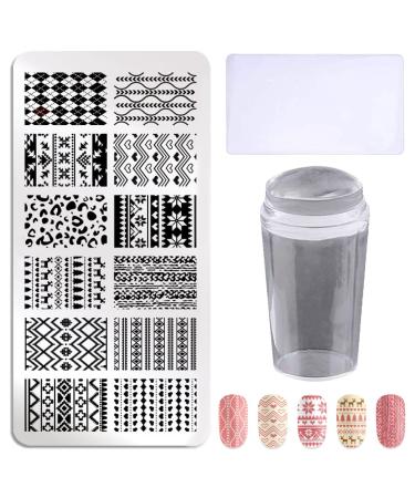 3-piece nail design stamping plate set with silicone stamp and scraper made of stainless steel nail art image templates set J15