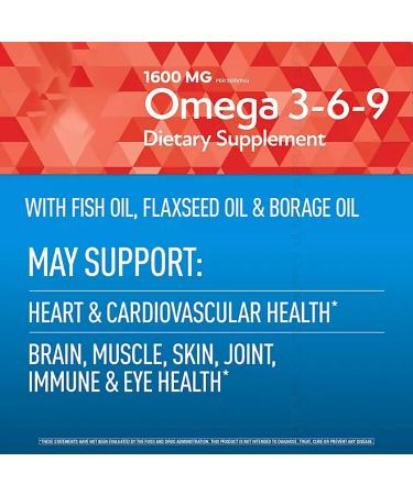 Members Mark Omega 3-6-9 Softgels 1600 mg (300 Count.) Heart Brain Joint Skin & Eye Health Essential Fatty Acids Blend - Buy Online on GoSupps.com