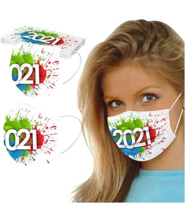ZQP BEUU 10PCS 2021 Happy New Year Disposable_Face_Mack for Adults 3-ply Non-Woven Fabric with Elastic Earloops Fireworks Camouflage Face Bandanas for Women Men Face Balaclava - Buy Online on GoSupps.com