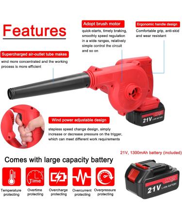 QISUO Electric Blower High-Power Electric Blower Strong Wind Air Blower Stepless Speed Change Dust Removal Fan Handheld Lithium Battery Home Courtyard Snow Cleaner Power Tool 2pcs US Plug - Buy Online on GoSupps.com