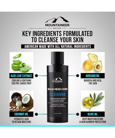 Mountaineer Brand Bald Head Care - Men's Shampoo & Cleanser - Natural Moisturizing Shave Soap - Coconut Scent - 4 oz - Buy Online on GoSupps.com