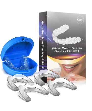 Mouth Guard for Grinding Teeth - Mouth Guard for Clenching Teeth at Night New Upgraded Dental Night Guard Stops Bruxism for Adults & Kids BPA Free 2 Sizes Pack of 4 (2 Pairs)