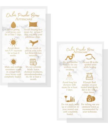 Ombre Powder Brow Aftercare Instructions Cards | 50 Pack | Double Sided 2x3.5 Business Card | Marble & Gold Design - Buy Online on GoSupps.com