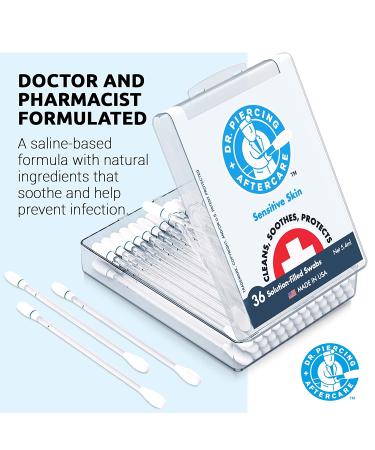 Dr. Piercing Aftercare Sensitive Skin Swabs - Natural Saline-Based Solution for Piercing Wounds - 36 Swabs with Storage Case - Buy Online on GoSupps.com