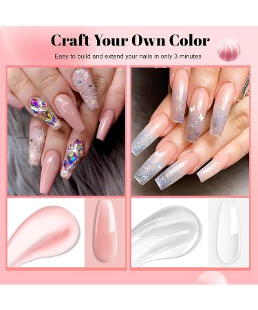 JOSLOVE Poly Nail Gel Kit - 30g 2PCS with UV Light | Clear Nude Colors Starter Kit for Salon Quality Manicure at Home - Buy Online on GoSupps.com