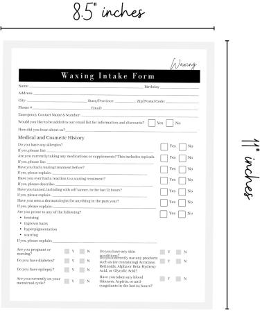75 Wax Consumption & Post-Treatment Forms | A1 Size | Client Signature | 25 Intake 25 Constant 25 Follow-Up | International Shipping - Buy Online on GoSupps.com