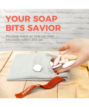 ZOMCHI 2-Piece Soap Bags Set - Gentle Roughness Exfoliating Soap Savers for Shower - Body Scrubbers for Bar Soap - Light Gray - Buy Online on GoSupps.com
