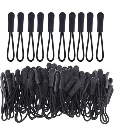 Junao 50 pieces Zipper Pulls Zipper Extension Zip Zip Tags Cord replacement day zip extension suitable for jackets backpacks tents trolley cases black