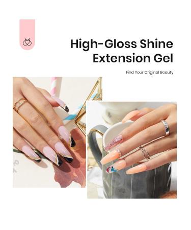 Beetles Poly Nail Extension Gel Kit - 6 Colors Quick Building Nail Enhancement DIY Nail Art Manicure Gift - Clear Pink Nude Grey Glitter - Buy Online on GoSupps.com