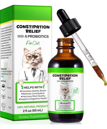 Cat Constipation Relief Cat Laxative Constipation Relief for Cats Stool Softeners Cat Probiotics for Indoor Cats Promotes Digestive Health 2 Fl.oz