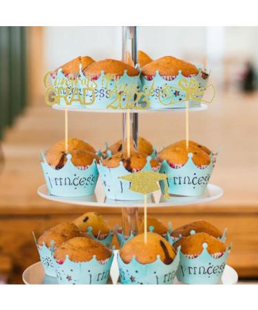 JINGLING Graduation Cake Lids Cupcake Toppers with Graduation Pack of 24 - Glitter Class of 2023 Graduation Cupcake Toppers Diploma Grade Caps Cake Toppers Picks for Graduation Gold - Buy Online on GoSupps.com