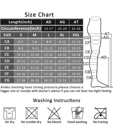 Ailaka Thigh High 20-30mmHg Compression Stockings for Varicose Veins and Edema - Large, Beige (1 Pair) - Buy Online on GoSupps.com