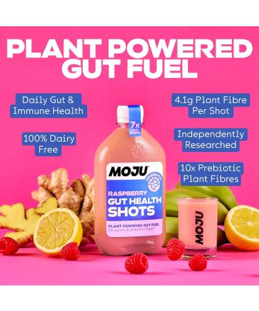 MOJU Gut Health Raspberry Shots - Dosing Bottles (4x420ml 28 Shots) Prebiotic Natural Ingredients Dairy Free No Added Sugars or Sweeteners Vegan Raspberry 4 x 420ml Dosing Bottles - Buy Online on GoSupps.com