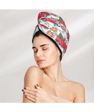 Watercolor Red Truck Microfiber Hair Towel - Soft Super Absorbent Coral Velvet Quick Dry Wrap for All Hair Types - Buy Online on GoSupps.com