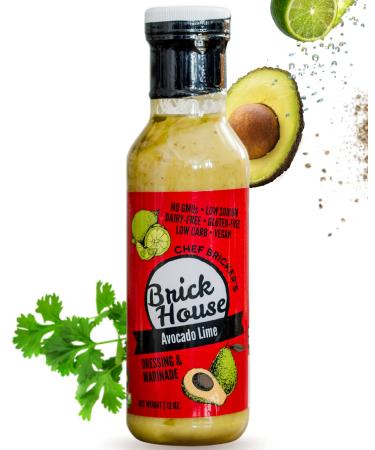 AVOCADO LIME Vegan Salad Dressing & Marinade with Cilantro & Crushed Red Pepper. Keto, Paleo, Low Sodium, Low Carb, Low Sugar, Low Calorie, Gluten Free, Dairy Free by Brick House Vinaigrettes (12oz) 12 Ounce (Pack of 1)