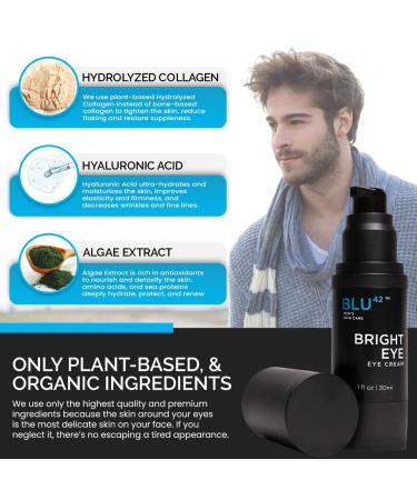 BLU42 Bright Eye Under Eye Cream for Men - Anti-Aging Organic Balm to Reduce Wrinkles, Dark Circles, and Bags | 1 FL OZ 30ml - Buy Online on GoSupps.com