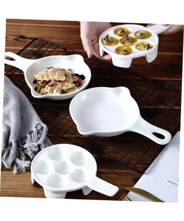 Mikinona 1pc Baked Snails Escargot Dish for Kitchen Server Dish Tableware Plate Escargot Cooking Mushroom Snail Dish Snail Bakeware Escargot Baking Ceramics Food Server Disk White 17X2.9CM White - Buy Online on GoSupps.com