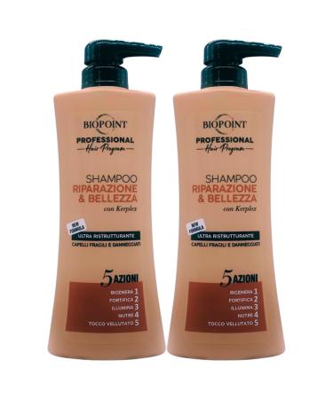 FEI FAN Repair & Beauty Shampoo with Kerplex Ultra Restructuring. For brittle and damaged hair. 5 Actions: Regenerates Fortifies Illuminates Nourishes and Leaves Hair Velvety Soft. 400 ml (2 bottles)