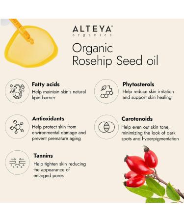 Alteya Bio Rosehip Oil 100ml - 100% USDA Organic Cold-Pressed Moisturizing & Therapeutic Quality - Buy Online on GoSupps.com