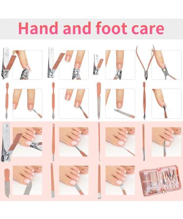 Coolzon 26-Part Professional Manicure Set | Stainless Steel Nail Tools for Manicure & Pedicure | Advanced Zip Pocket Design | Rose Color - Buy Online on GoSupps.com