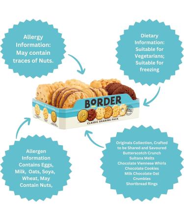 Border Biscuits Classic Sharing Pack 400g Butterscotch Crunch Sultana Melts Chocolate Biscuits Cookies Milk Chocolate Biscuits Oat Crumbles Shortbread Rings Bundled by The Great British Kitchen - Buy Online on GoSupps.com