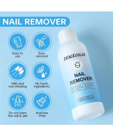 PEACECOLOR 120ML Nail Remover Acrylic Liquid Nail Polish Remover for Gel Nails Gel Nail Polish Remover UV LED Nails for Manicures and Pedicures PD01-014 - Buy Online on GoSupps.com