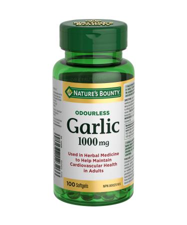 Nature's Bounty Garlic Pills and Herbal Health 1000mg Supplement Helps Maintain Cardiovascular Health 100 Softgels(Packaging May Vary) Unflavored 100 count (Pack of 1)