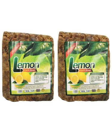 Buy Aroma Depot 100% Natural Lemon Raw African Black Soap - 2 lb | Acne Eczema Psoriasis Treatment | Handmade Face & Body Wash - Buy Online on GoSupps.com