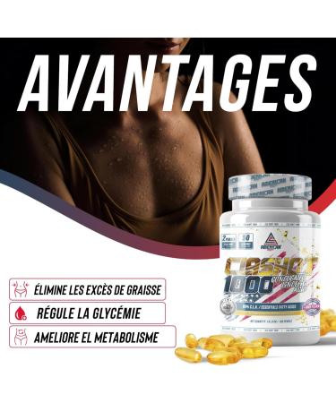 AS American Supplement - CLA Shot 1000mg - 100g - 100 capsules - Conjugated linoleic acid - Made from safflower oil - Promotes weight loss - Buy Online on GoSupps.com